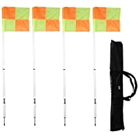 Kosma Paquete 4 - Banderas de Esquina Plegables con Punta-Resorte extraíbles - Poste Blanco de 5 pies con banderola y…